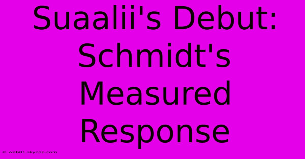 Suaalii's Debut: Schmidt's Measured Response