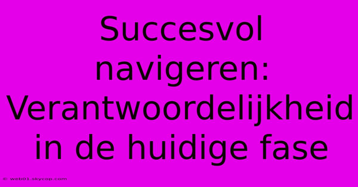 Succesvol Navigeren: Verantwoordelijkheid In De Huidige Fase