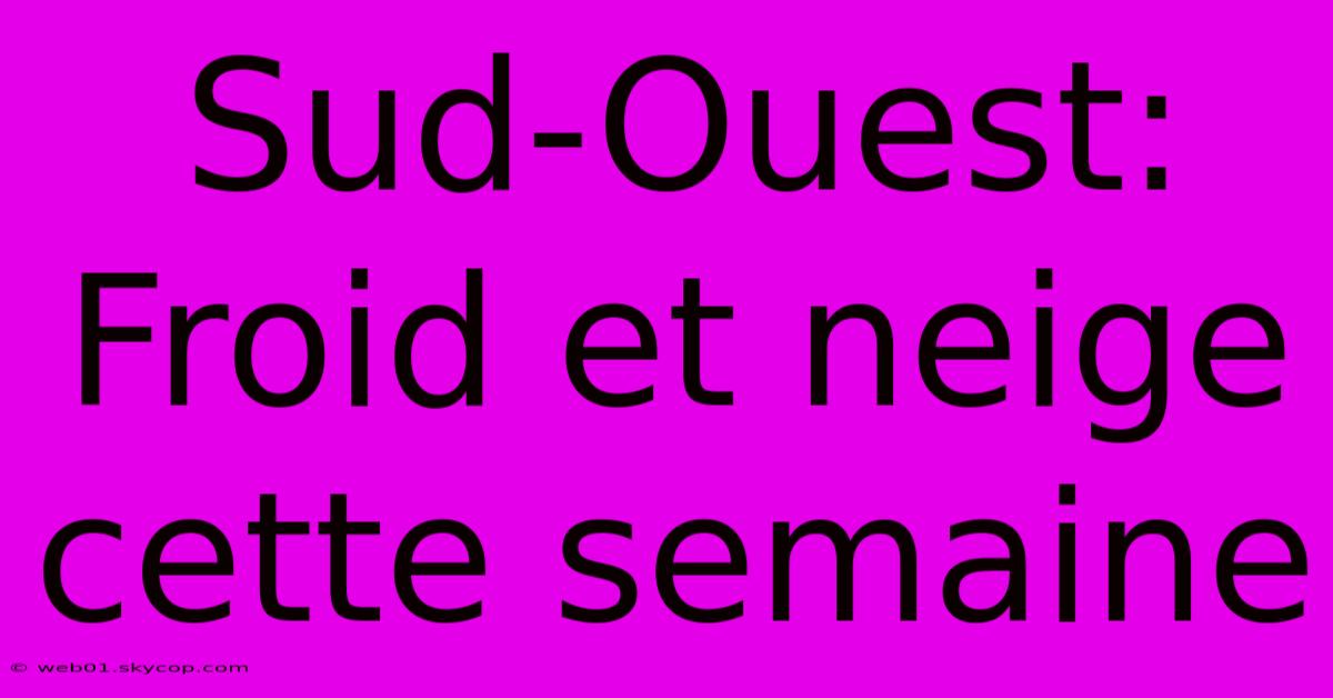 Sud-Ouest: Froid Et Neige Cette Semaine