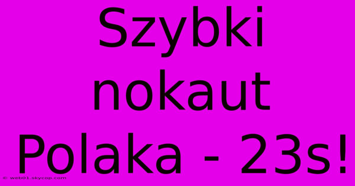 Szybki Nokaut Polaka - 23s!