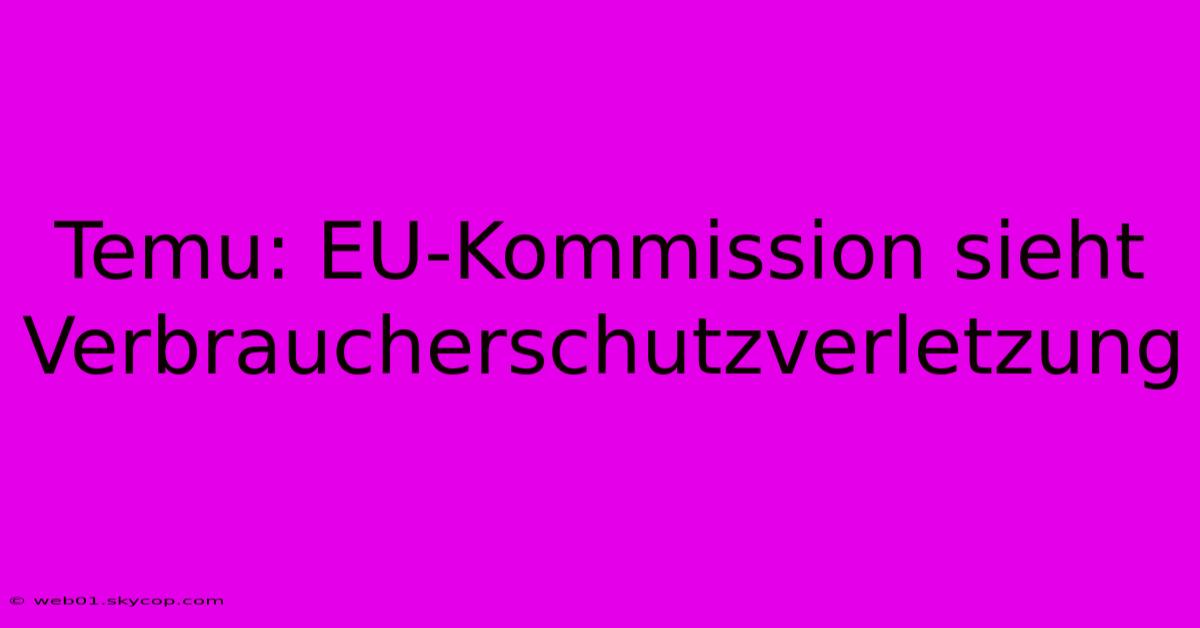 Temu: EU-Kommission Sieht Verbraucherschutzverletzung