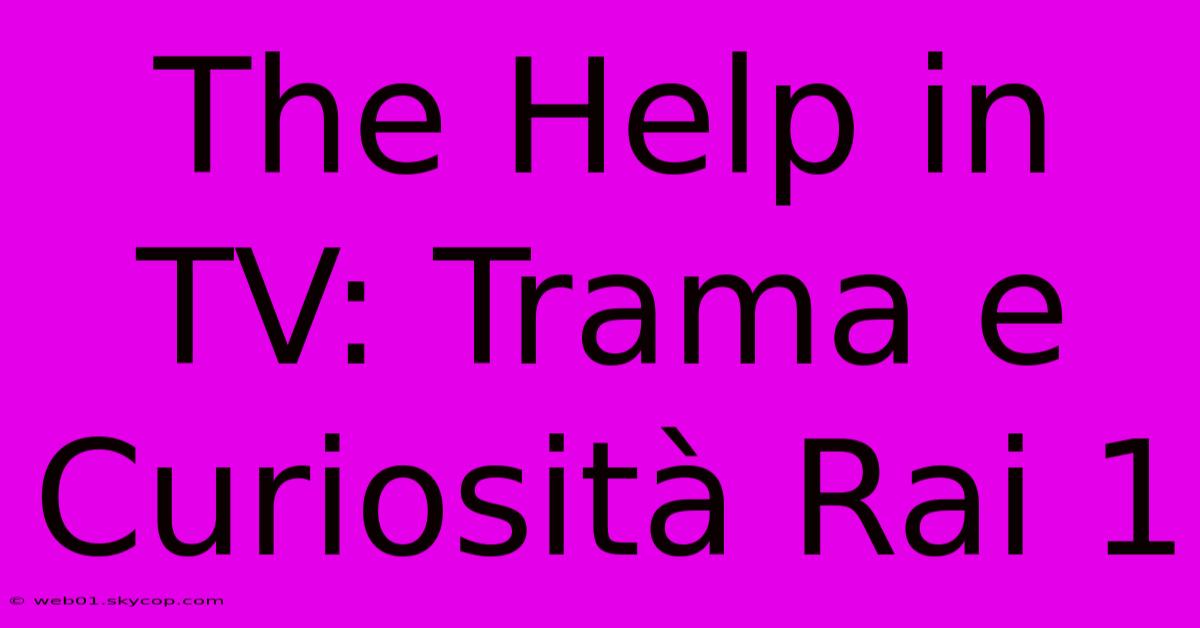 The Help In TV: Trama E Curiosità Rai 1