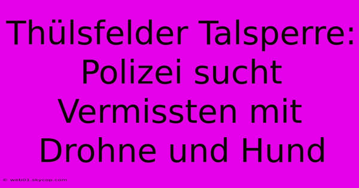 Thülsfelder Talsperre: Polizei Sucht Vermissten Mit Drohne Und Hund