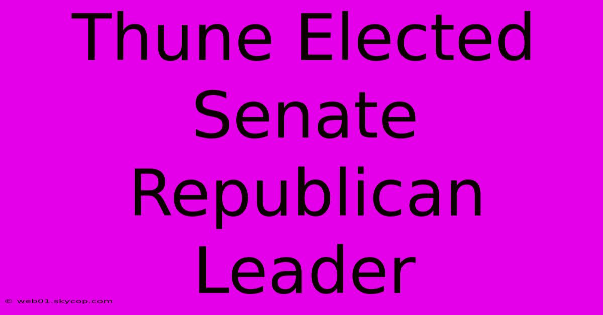 Thune Elected Senate Republican Leader