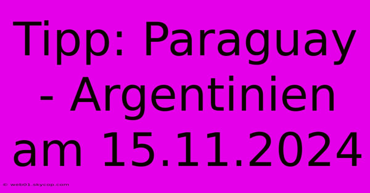 Tipp: Paraguay - Argentinien Am 15.11.2024