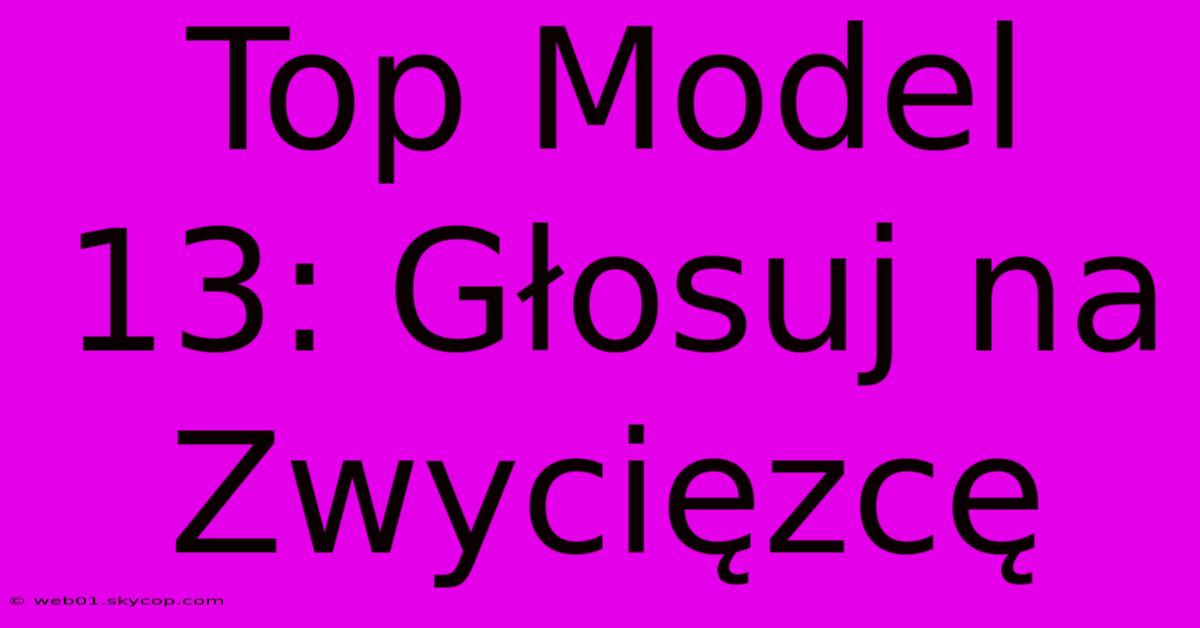 Top Model 13: Głosuj Na Zwycięzcę