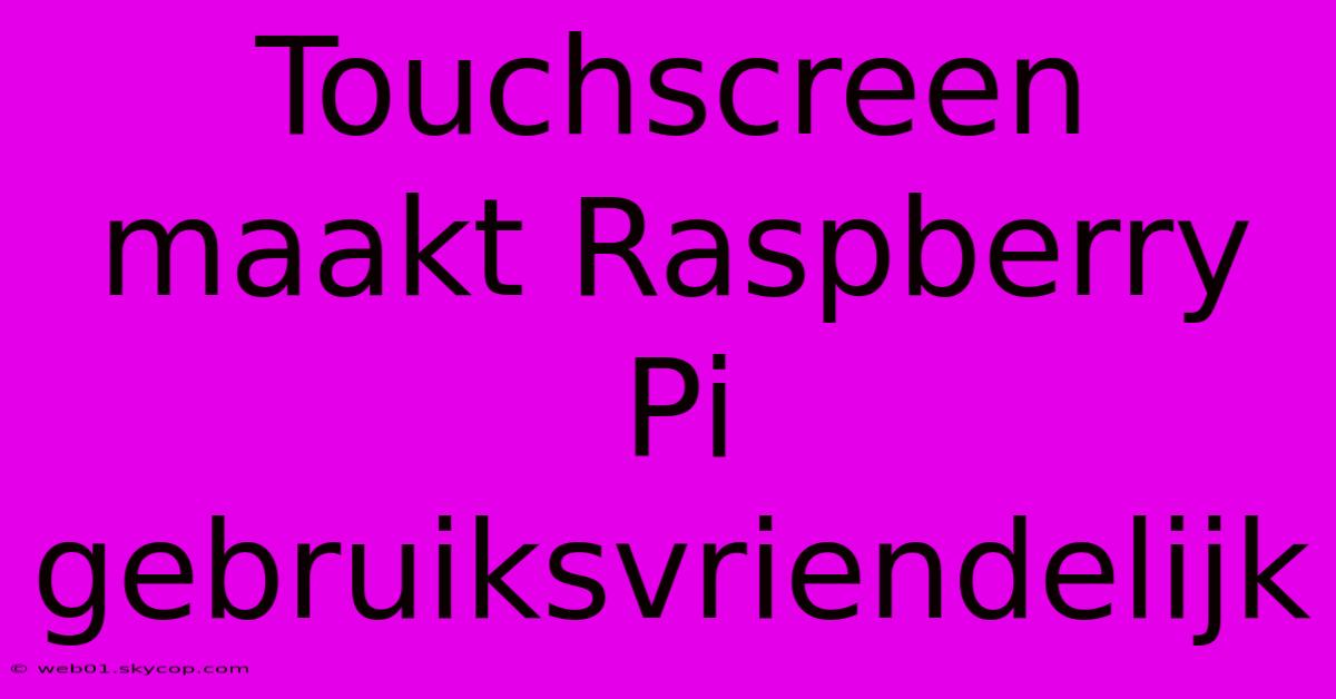 Touchscreen Maakt Raspberry Pi Gebruiksvriendelijk