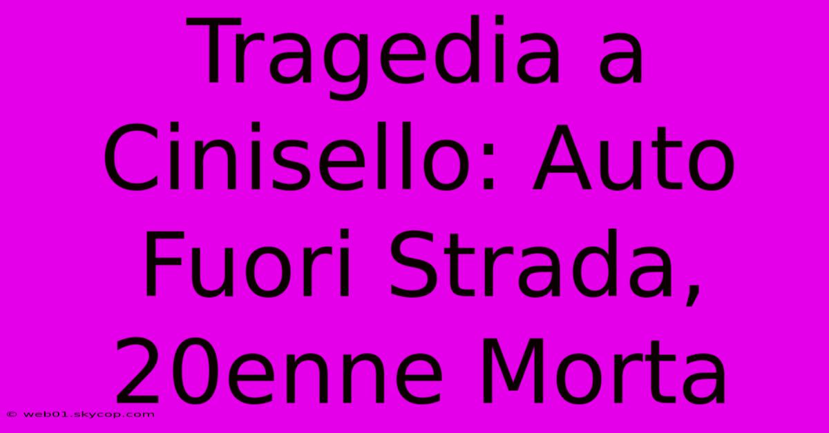 Tragedia A Cinisello: Auto Fuori Strada, 20enne Morta