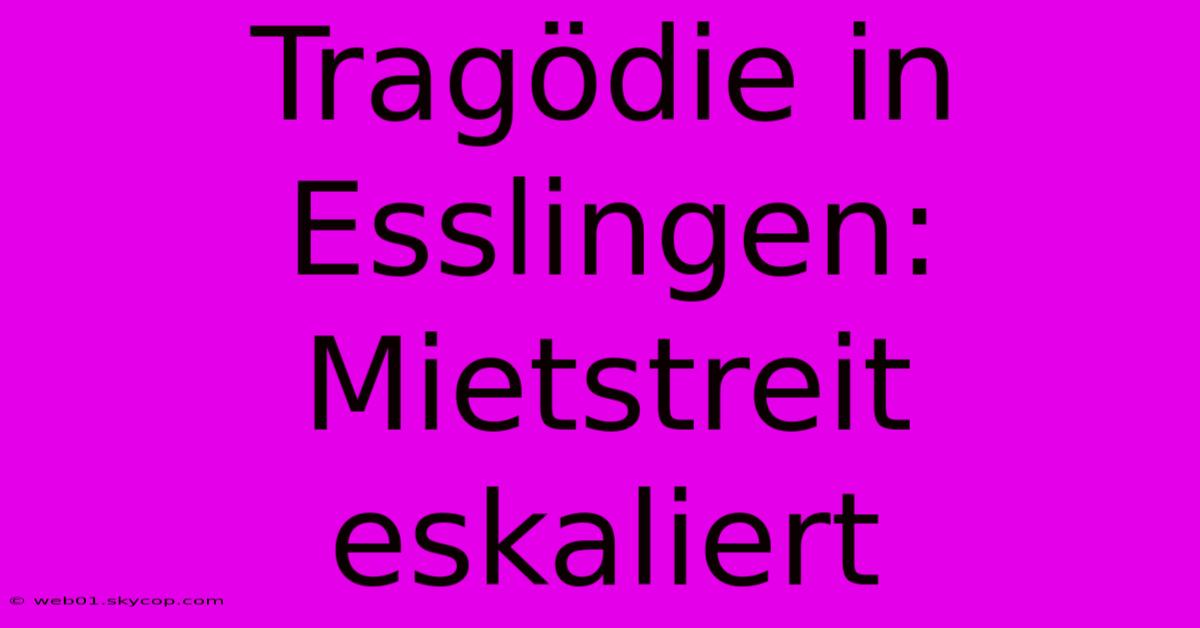 Tragödie In Esslingen: Mietstreit Eskaliert