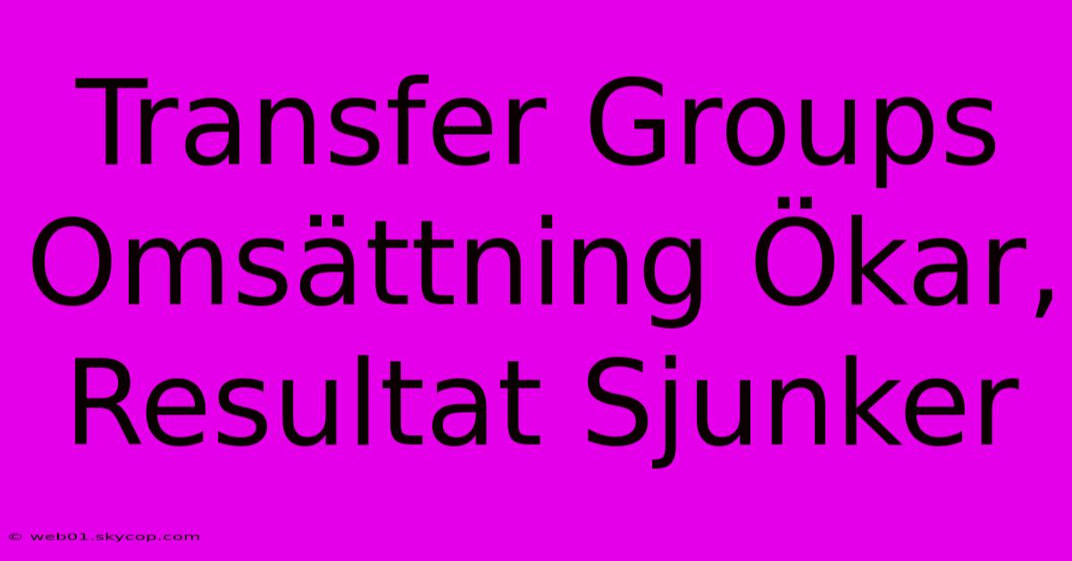 Transfer Groups Omsättning Ökar, Resultat Sjunker