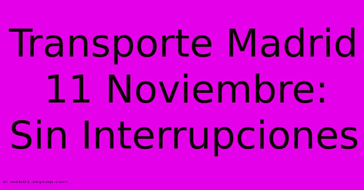 Transporte Madrid 11 Noviembre: Sin Interrupciones