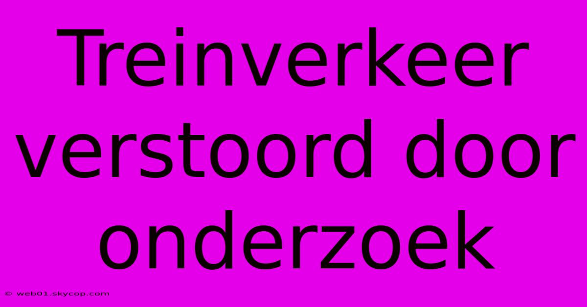 Treinverkeer Verstoord Door Onderzoek