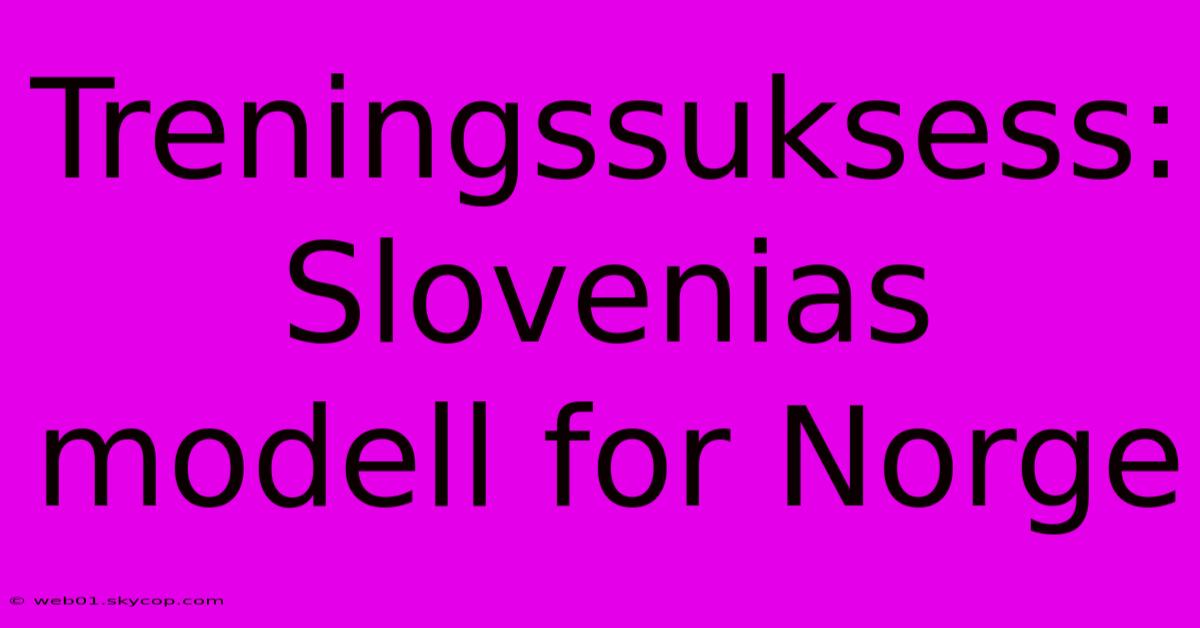 Treningssuksess: Slovenias Modell For Norge