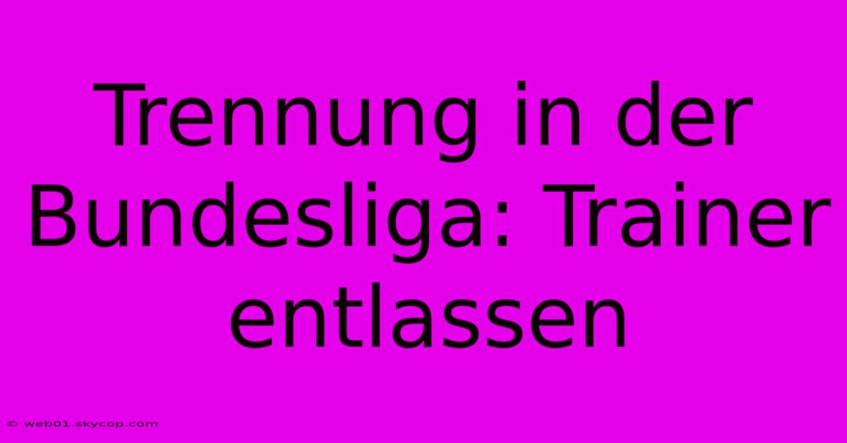 Trennung In Der Bundesliga: Trainer Entlassen