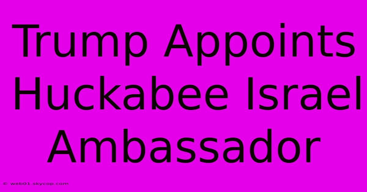 Trump Appoints Huckabee Israel Ambassador