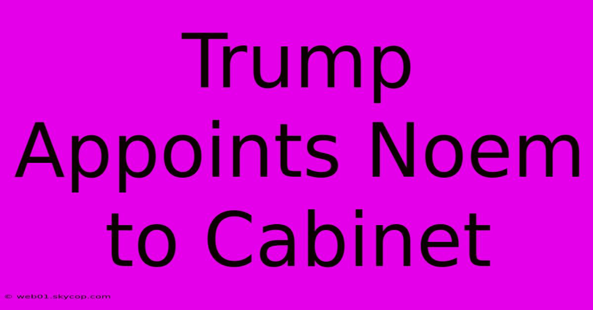 Trump Appoints Noem To Cabinet