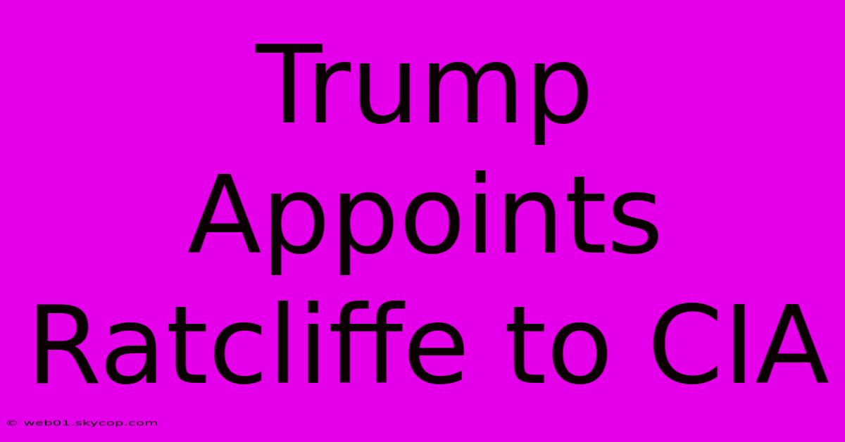 Trump Appoints Ratcliffe To CIA 