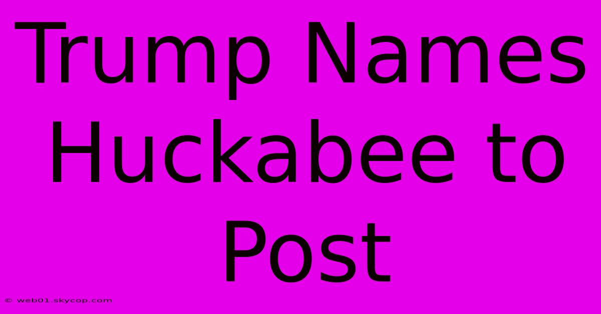 Trump Names Huckabee To Post