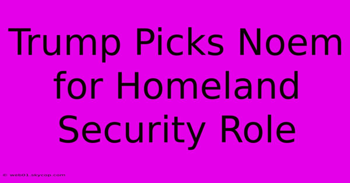 Trump Picks Noem For Homeland Security Role