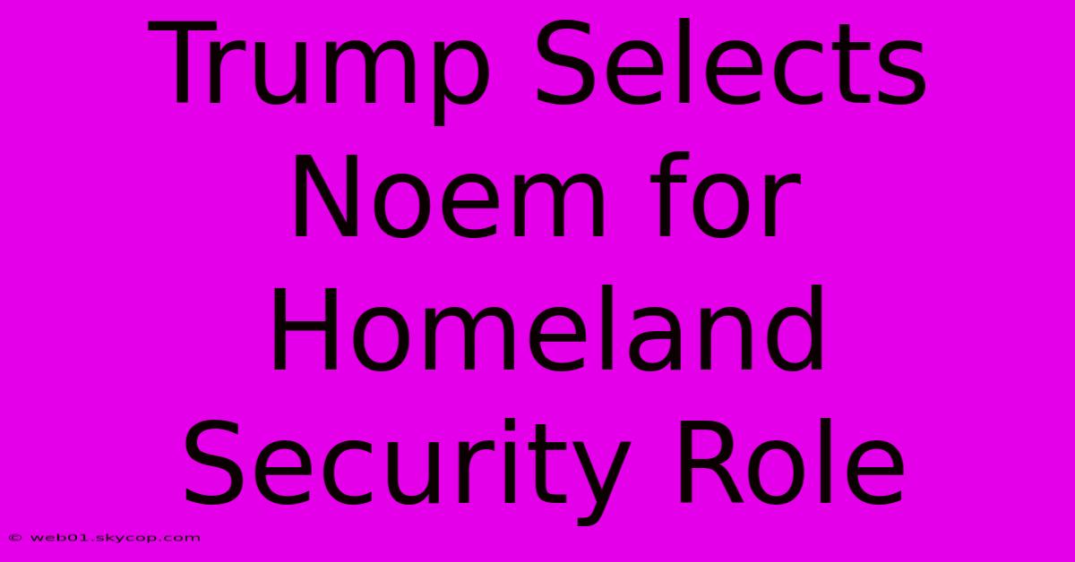 Trump Selects Noem For Homeland Security Role 