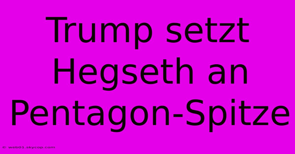 Trump Setzt Hegseth An Pentagon-Spitze