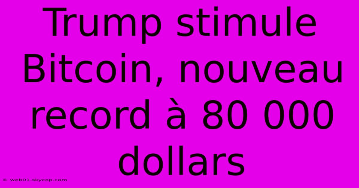 Trump Stimule Bitcoin, Nouveau Record À 80 000 Dollars