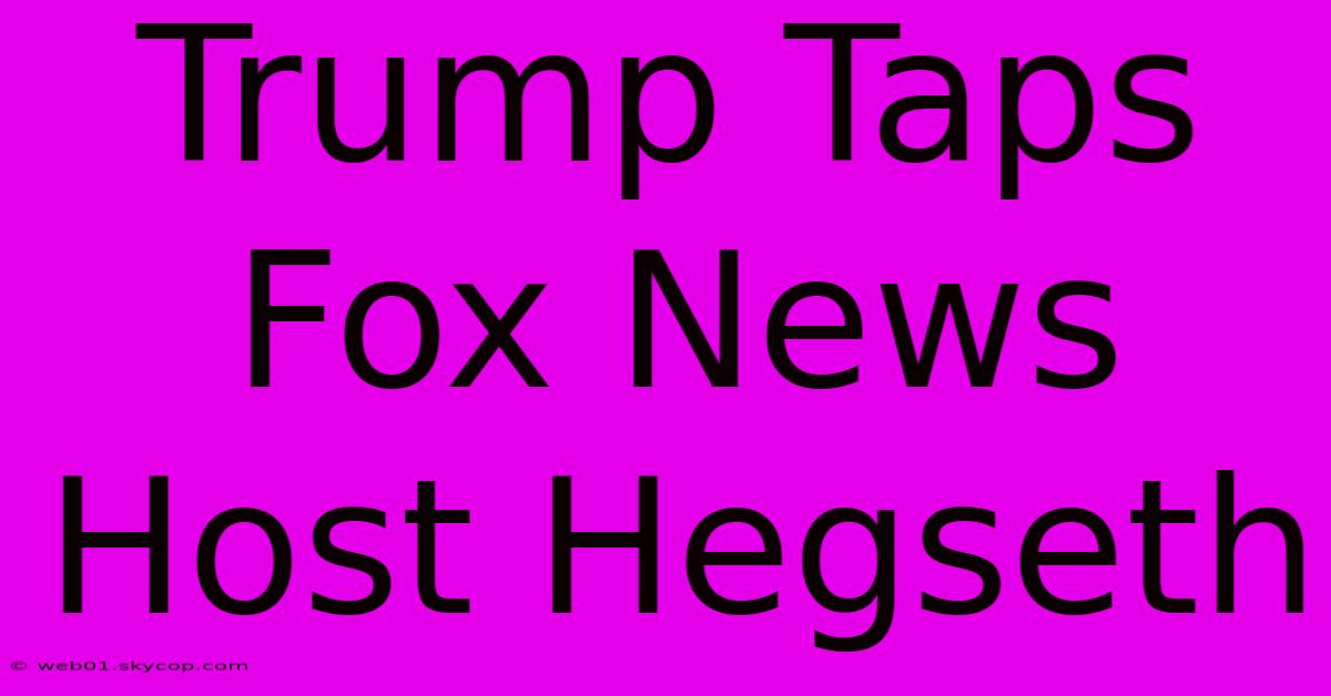 Trump Taps Fox News Host Hegseth