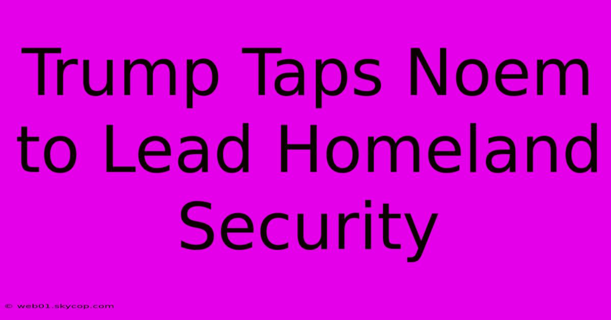 Trump Taps Noem To Lead Homeland Security 