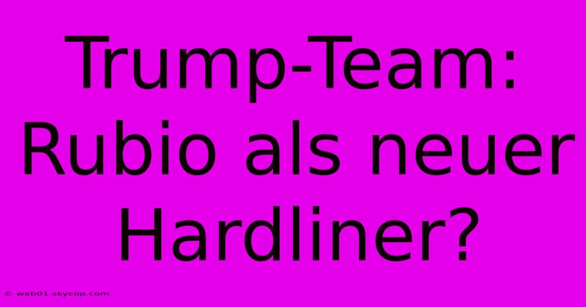 Trump-Team: Rubio Als Neuer Hardliner?