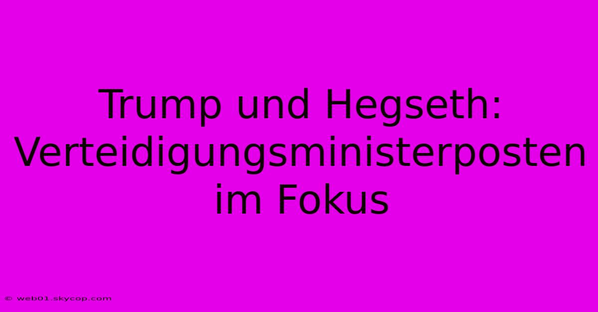 Trump Und Hegseth: Verteidigungsministerposten Im Fokus