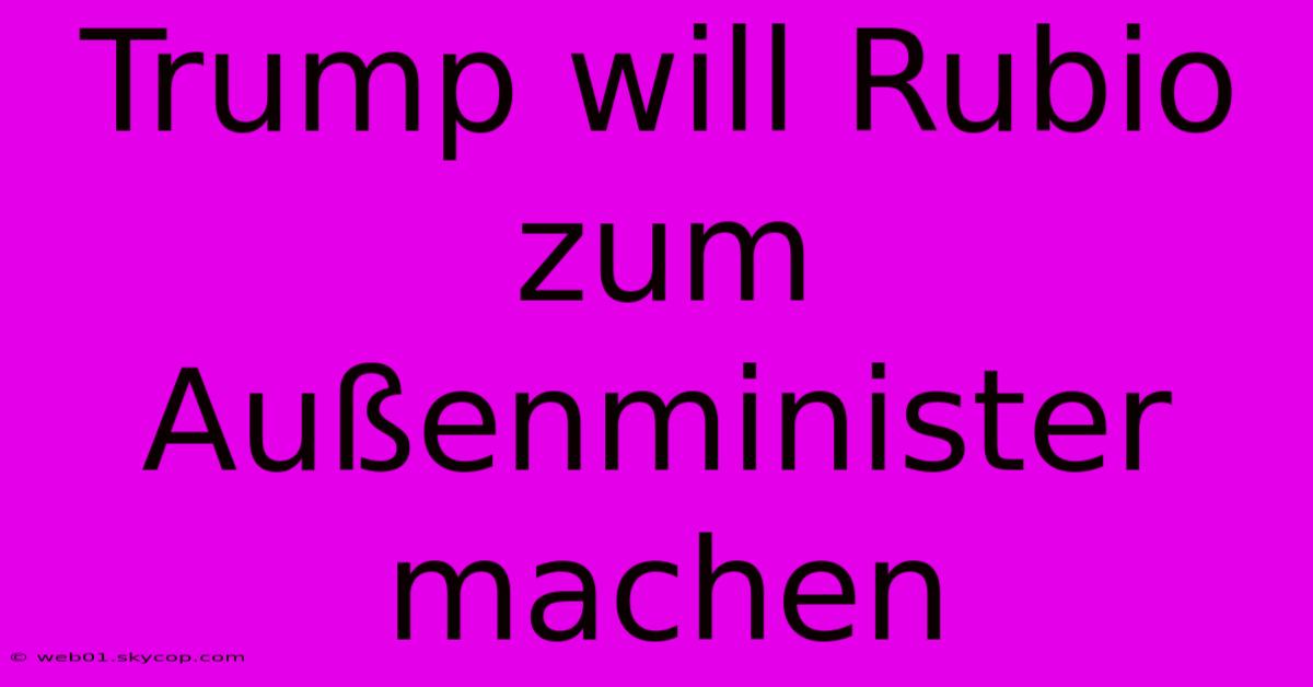 Trump Will Rubio Zum Außenminister Machen