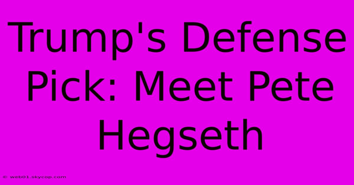 Trump's Defense Pick: Meet Pete Hegseth