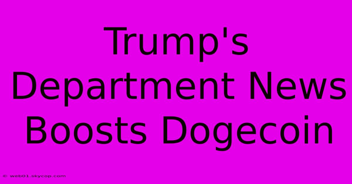 Trump's Department News Boosts Dogecoin 