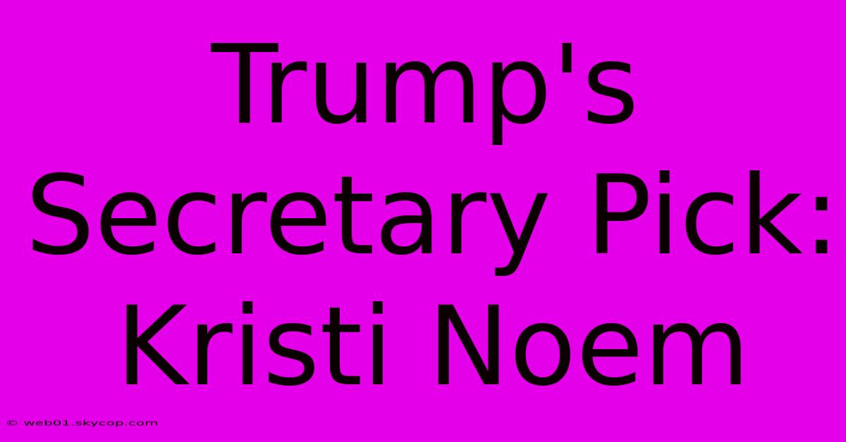 Trump's Secretary Pick: Kristi Noem 