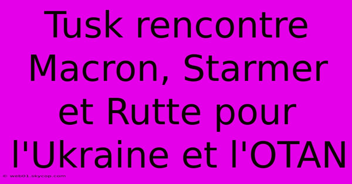 Tusk Rencontre Macron, Starmer Et Rutte Pour L'Ukraine Et L'OTAN