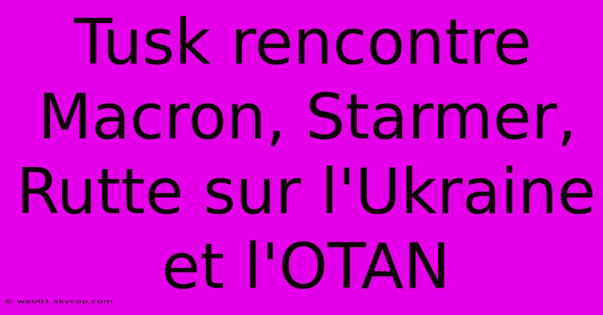 Tusk Rencontre Macron, Starmer, Rutte Sur L'Ukraine Et L'OTAN