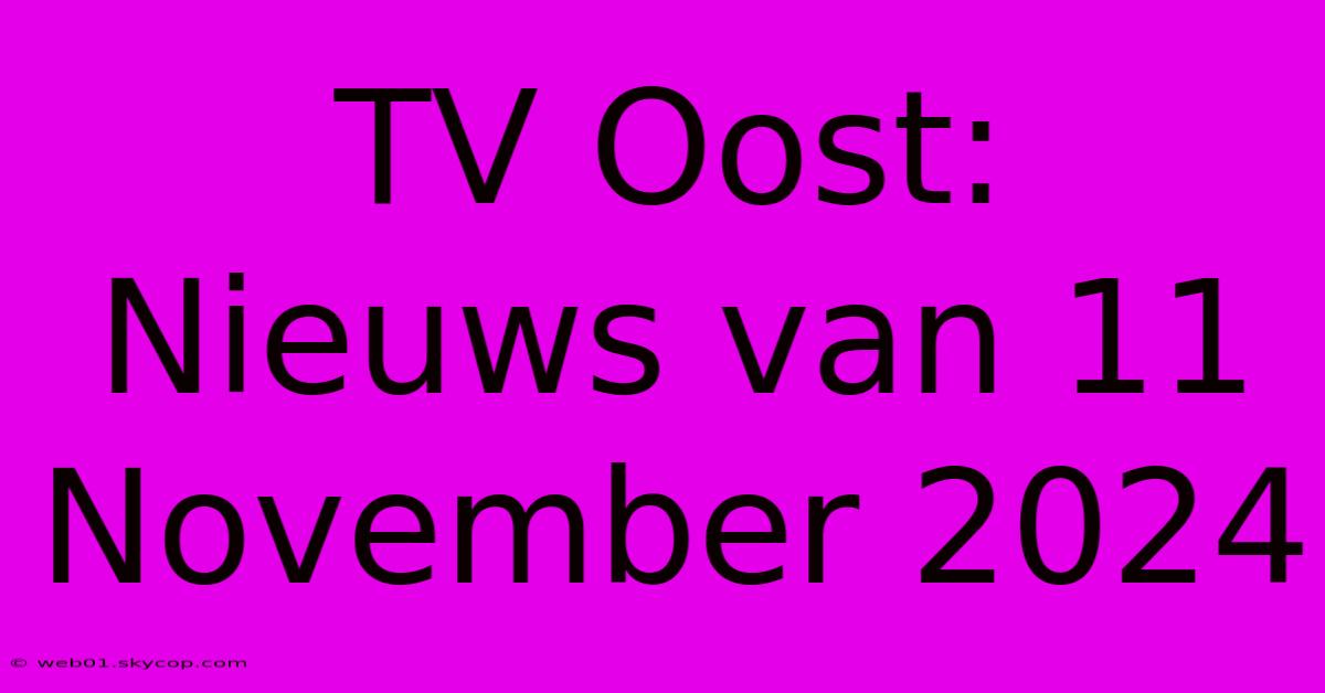 TV Oost: Nieuws Van 11 November 2024