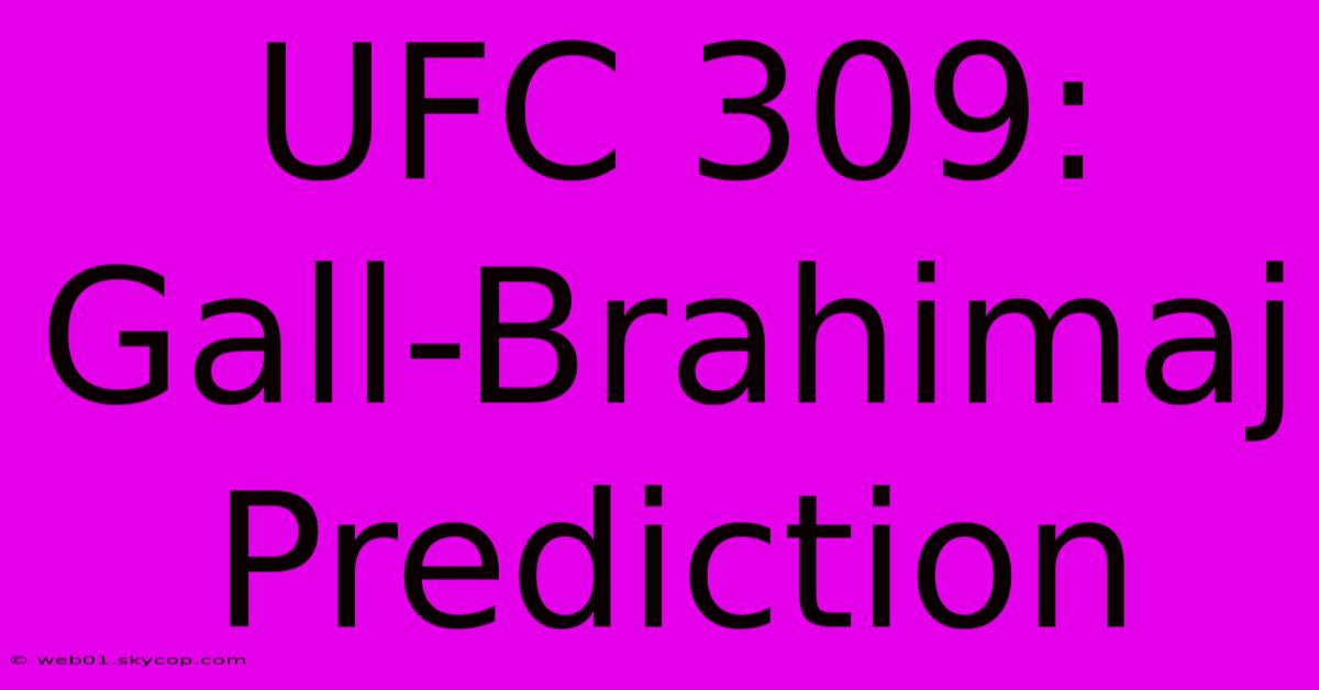 UFC 309: Gall-Brahimaj Prediction