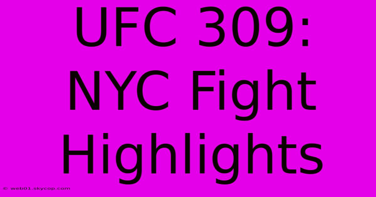 UFC 309: NYC Fight Highlights