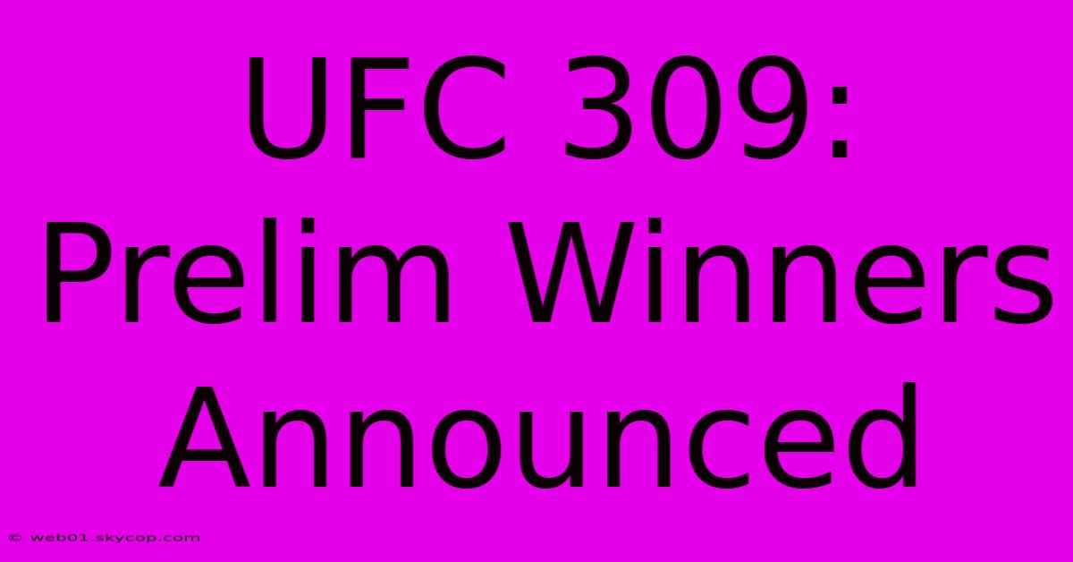 UFC 309: Prelim Winners Announced