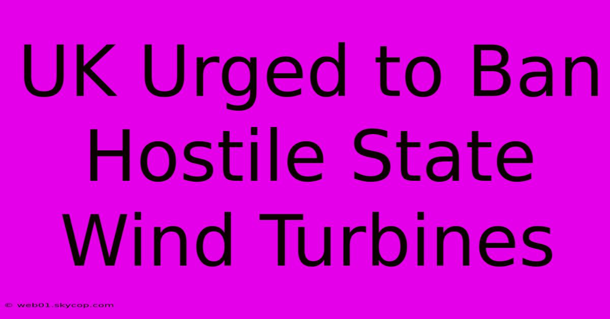 UK Urged To Ban Hostile State Wind Turbines