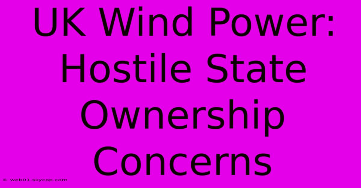 UK Wind Power: Hostile State Ownership Concerns 