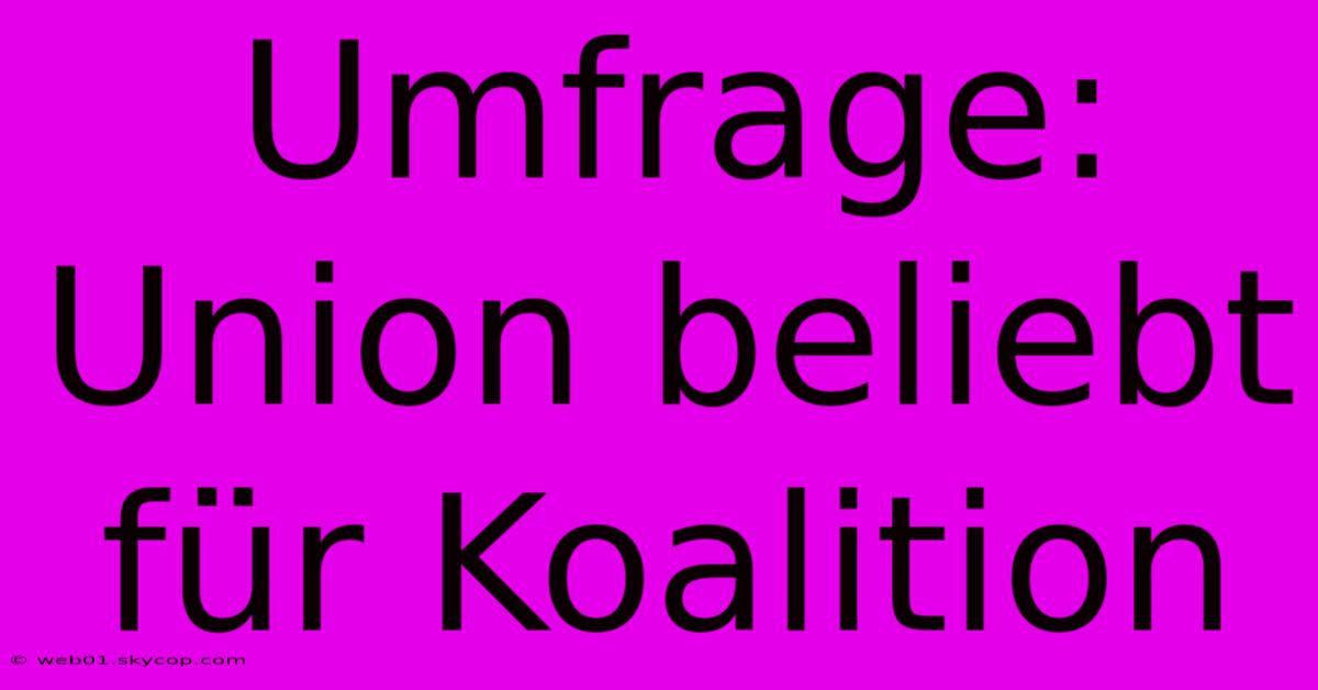 Umfrage: Union Beliebt Für Koalition