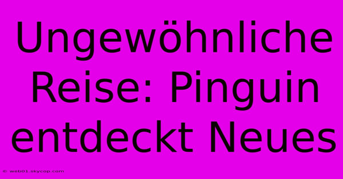 Ungewöhnliche Reise: Pinguin Entdeckt Neues