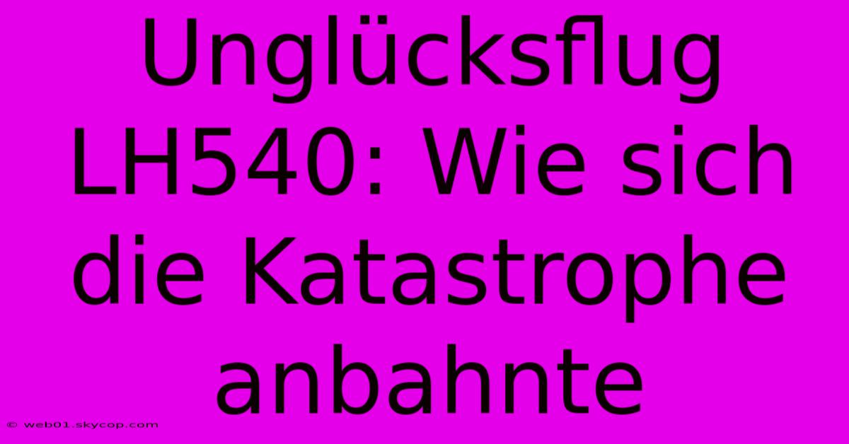 Unglücksflug LH540: Wie Sich Die Katastrophe Anbahnte