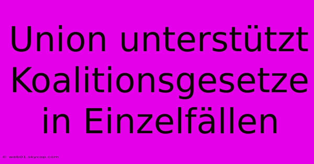 Union Unterstützt Koalitionsgesetze In Einzelfällen 