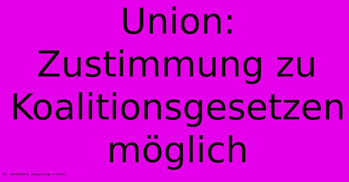 Union: Zustimmung Zu Koalitionsgesetzen Möglich