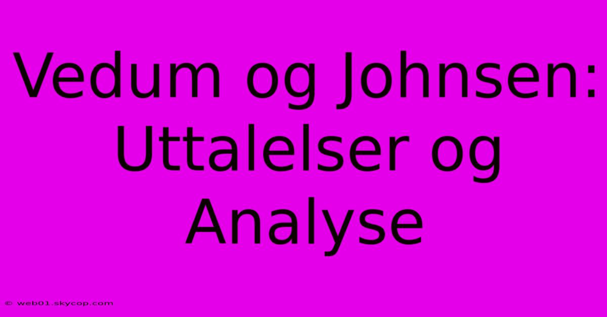 Vedum Og Johnsen: Uttalelser Og Analyse