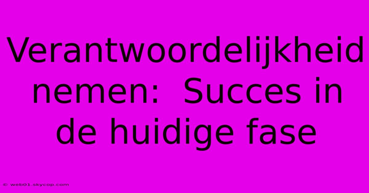 Verantwoordelijkheid Nemen:  Succes In De Huidige Fase 