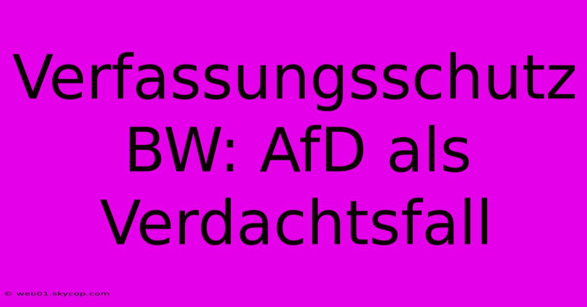 Verfassungsschutz BW: AfD Als Verdachtsfall 